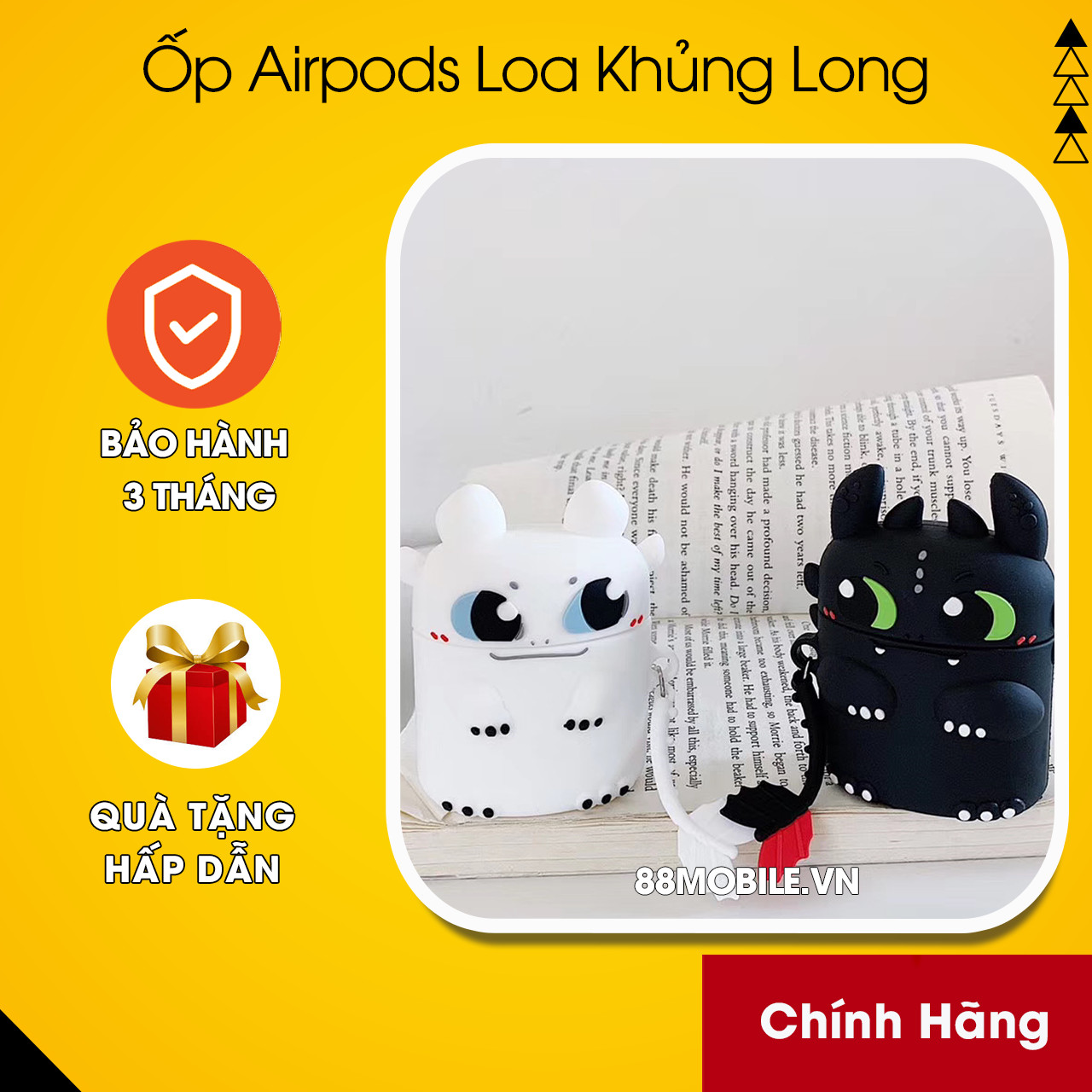 [HCM]Vỏ Ốp Airpod Case 1/2/Pro chống va đập ốp airpod siêu dễ thương Rồng Light Fury