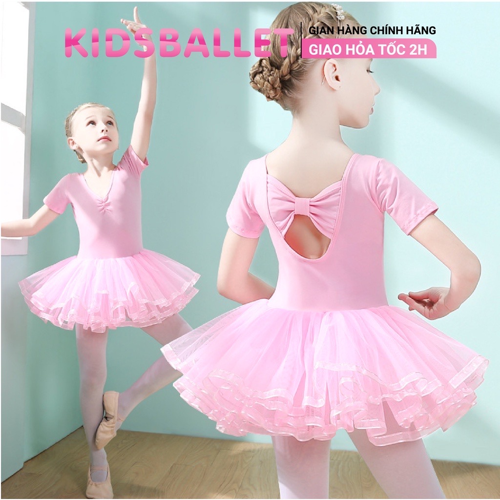 Váy Múa Bale Cho Bé KIDSBALLET Váy Múa Liền Lưng Nơ Váy Múa Cho Bé Gái Váy Múa Ba Lê Váy Múa Trẻ Em Váy Múa Bé Gái