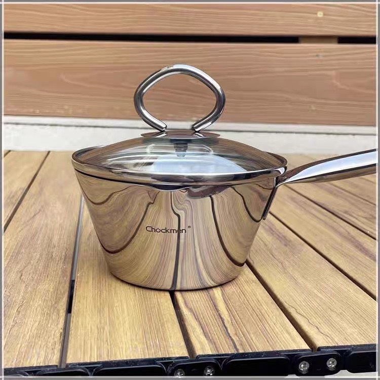 Quánh inox 304 liền đáy có nắp Chockmen sz13x7cm