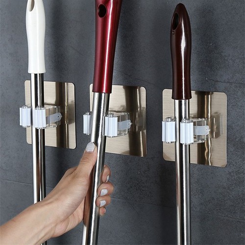 Móc treo chổi, cây lau nhà, cọ chà toilet... Móc kẹp dán tường tiện lợi - Màu ngẫu nhiên