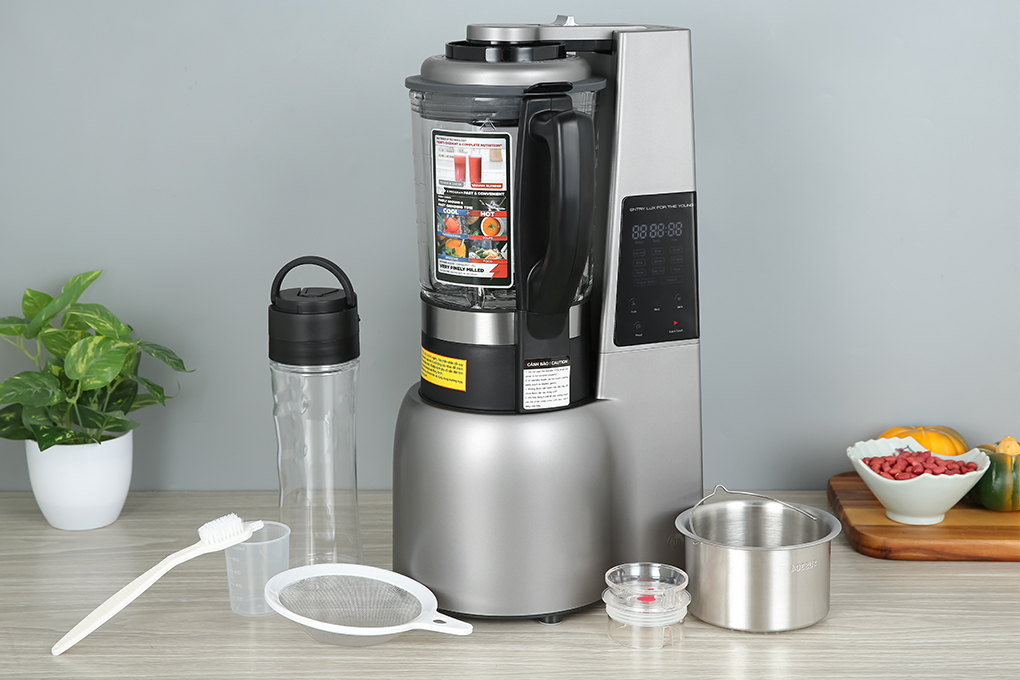 Máy xay công suất lớn nấu cháo làm sữa hạt cối thuỷ tinh Mishio 1.75L 800w