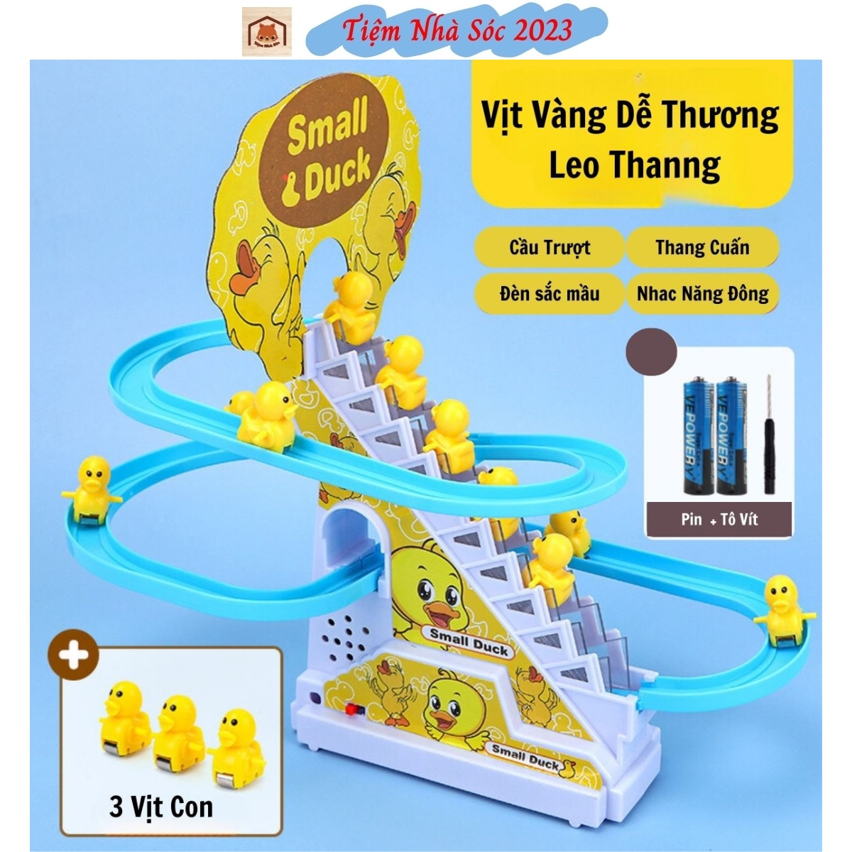 Bộ Đồ Chơi Cầu Trượt Vịt Vàng Leo Thang Cho Bé Có Nhạc Có Đèn Vui Nhộn Siêu Dễ Thương - Tiệm Nhà Sóc 2023