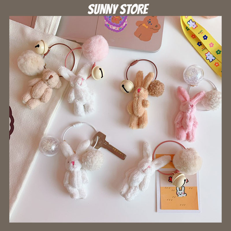 Móc khóa gấu bông có chuông dễ thương, treo balo, phụ kiện SUNNYSTORE
