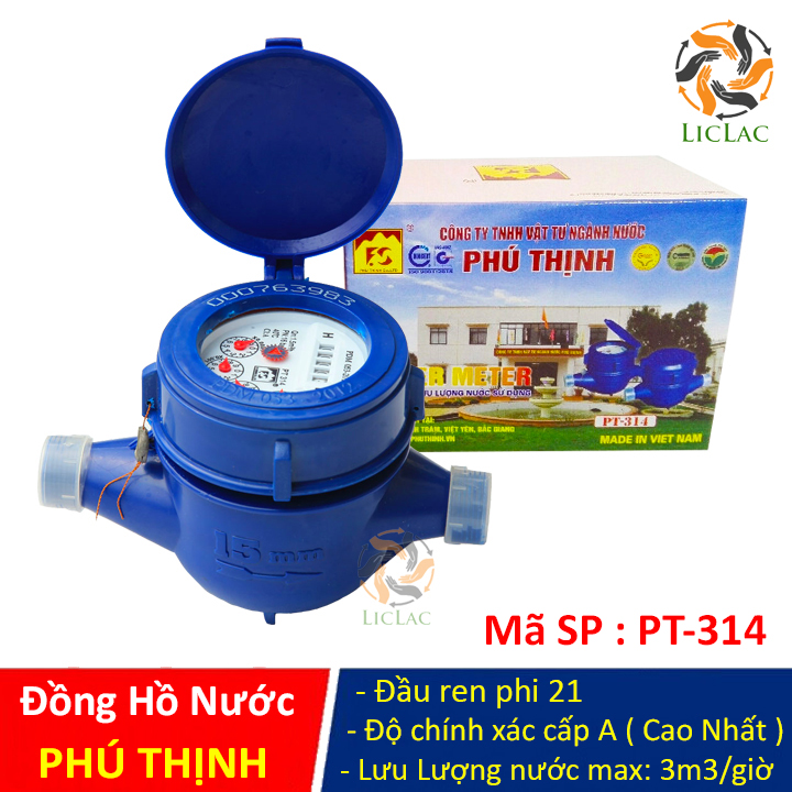 ( XÃ KHO )Đồng Hồ Đo Lưu Lượng Nước PHÚ THỊNH 314 ( Có giấy kiểm định và phiếu bảo hành ) Đồng hồ nước - LICLAC