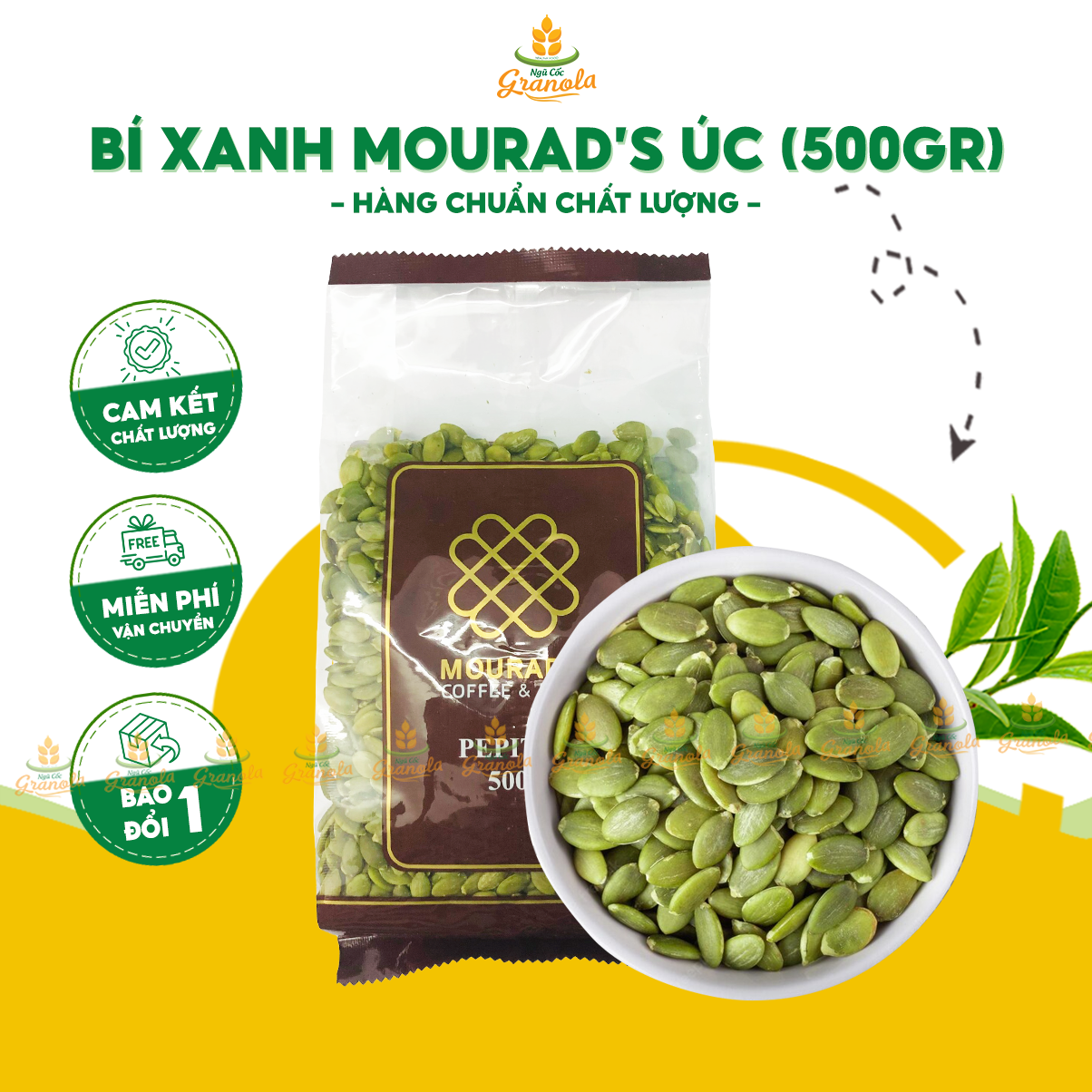 Hạt bí xanh Mourad's Úc Hàng Chuẩn hạt béo giòn -