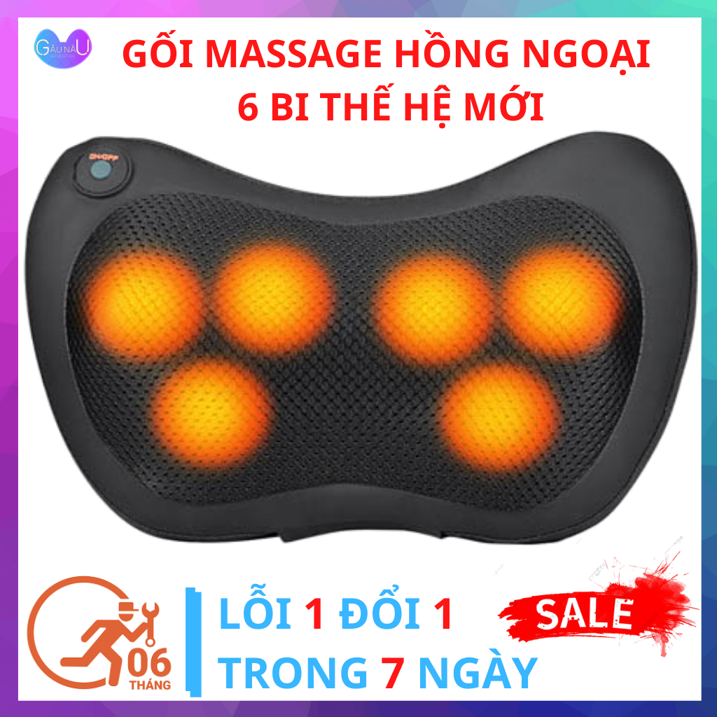 Gối Massage HỒNG NGOẠI 6 Bi Tự Động ĐẢO CHIỀU Cao Cấp -  Gối Mát Xa Vai, Gáy Hồng Ngoại, Gối Matxa 6 Bi Magic Hồng Ngoại Cao Cấp Nhật Bản