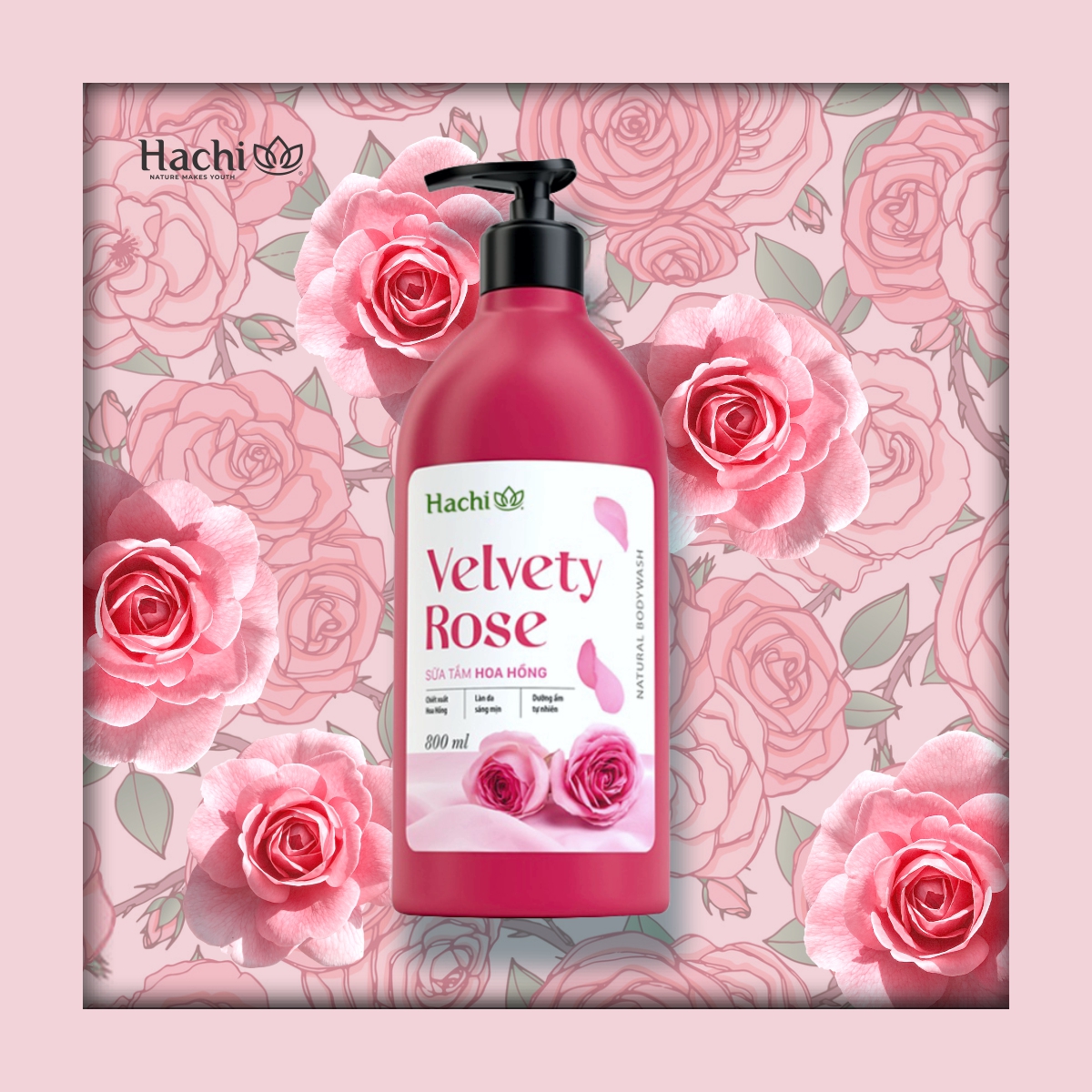 Sữa tắm hoa hồng - hachi velvety