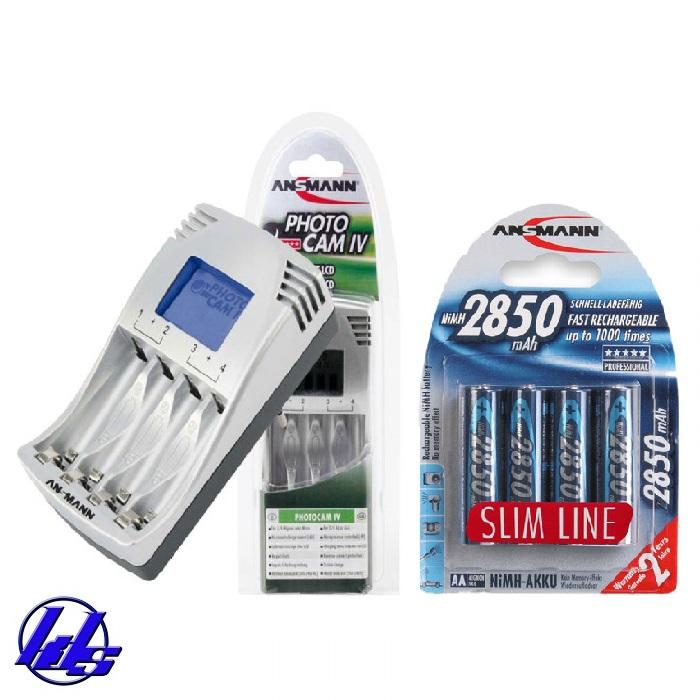 Combo bộ sạc nhanh Ansmann Photocam IV kèm 4 pin sạc AA 2850mAh Slimline