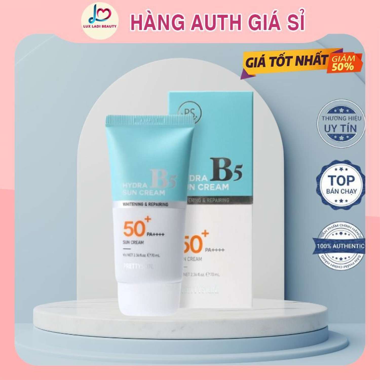 Kem chống nắng phổ rộng hydra b5 sun cream prettyskin hàn quốc 70ml, phục hồi dưỡng trắng da