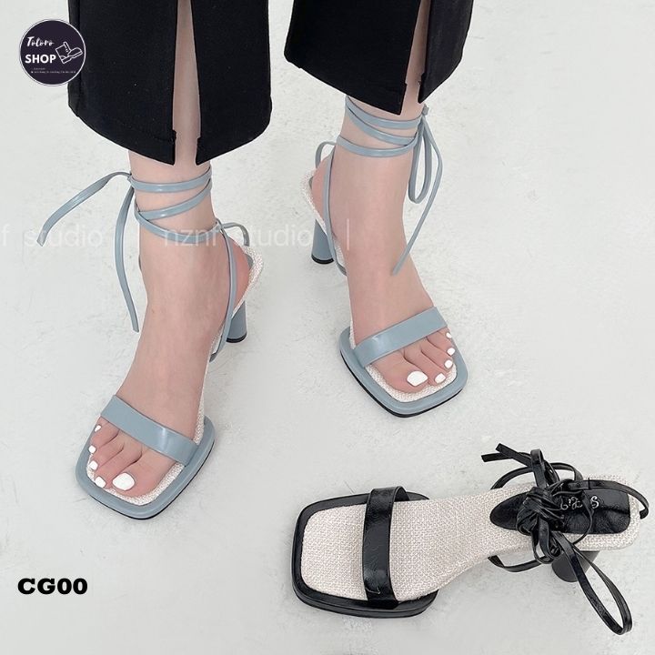Giày cao gót nữ buộc dây mũi vuông - cg00