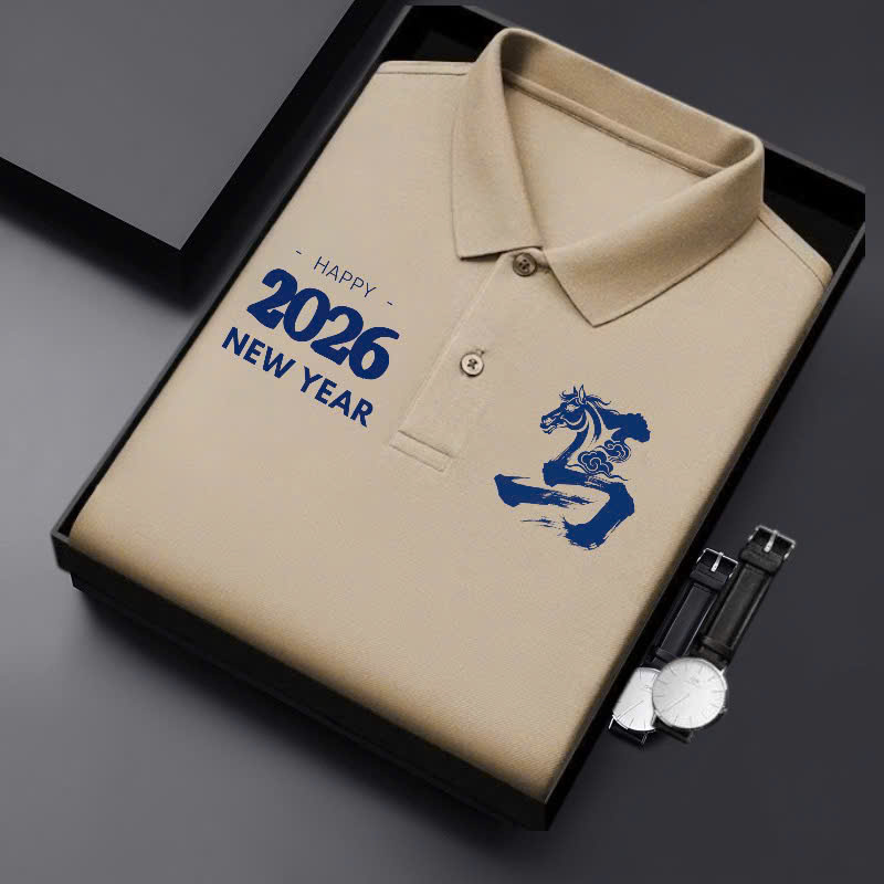 Year of the Rooster Logo Polo Shirt with 2026 Pattern - 5