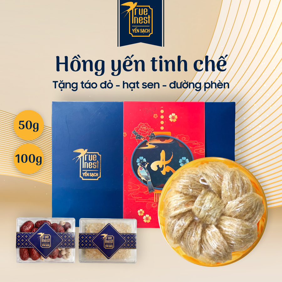 Hồng yến tinh chế - 100% yến sợi 2 mặt - 50g 100g