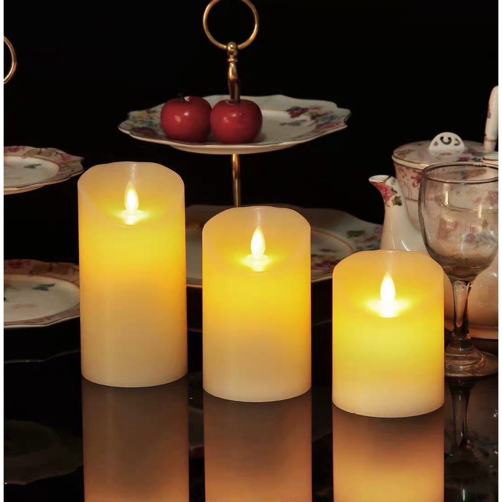 (Size 7*5 CM) Đèn Cầy Điện Tử Kèm Sẵn Pin Tim Nến Đèn Led Dao Động Trang Trí Lễ Tiệc Thờ Cúng Lễ Vu Lan Candle Led Light