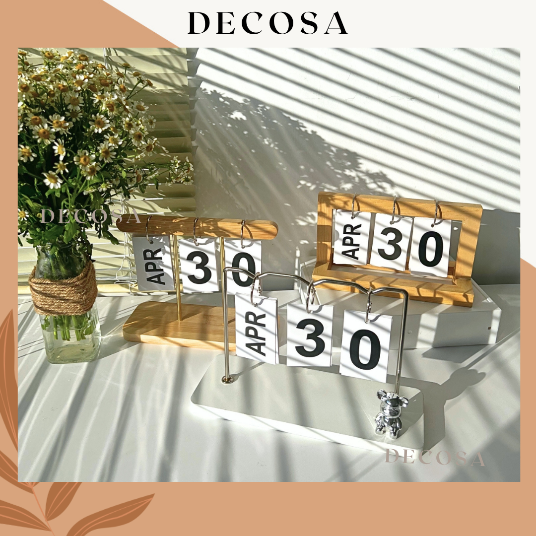 Lịch để bàn lật số 2024 phong cách Vintage DECOSA