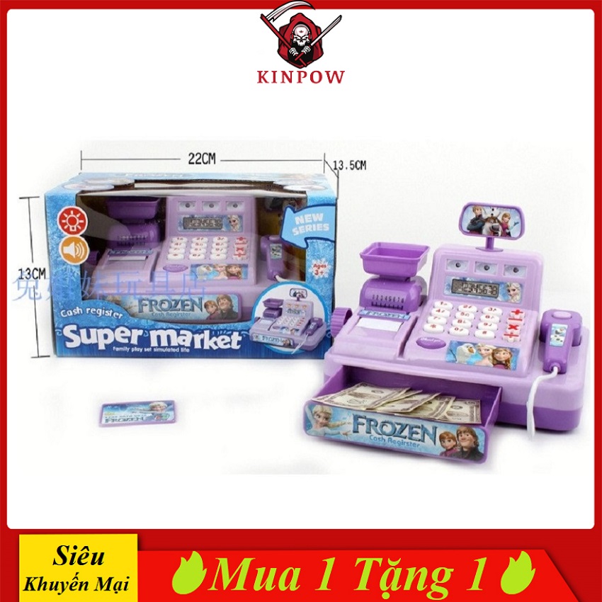 Đồ chơi máy tính tiền siêu thị kinpow màu tím cho bé chơi đồ hàng giao tiếp tính toán