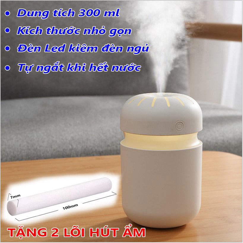 [CÓ QUÀ TẶNG] Máy Phun Sương Tạo Ẩm, Máy Xông Tinh Dầu Mini X5 Kết Hợp Đèn LED Làm Đèn Ngủ Dung Tích 300ml, Sạc USB- Máy phun suong, may phun tinh dau...-Tonoto Store