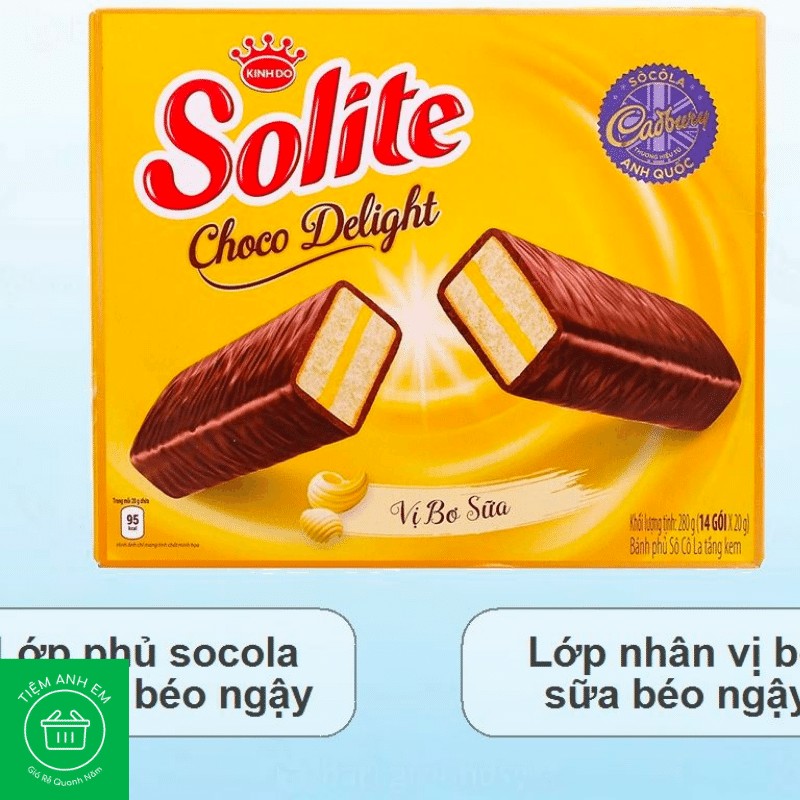 Bánh phủ socola vị bơ sữa Solite hộp 287g (14 gói x 20,5g)