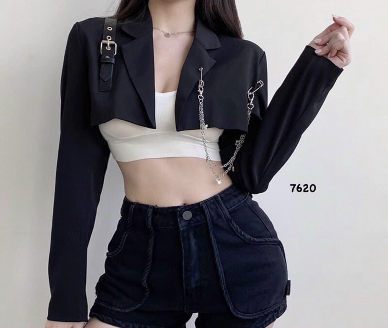 ÁO Vest Croptop Phối Xích