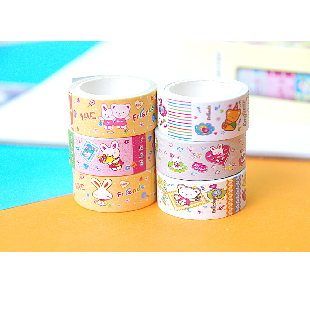 [HCM]Bộ 6 Băng Keo Giấy Trang Trí Paper Tape - F007