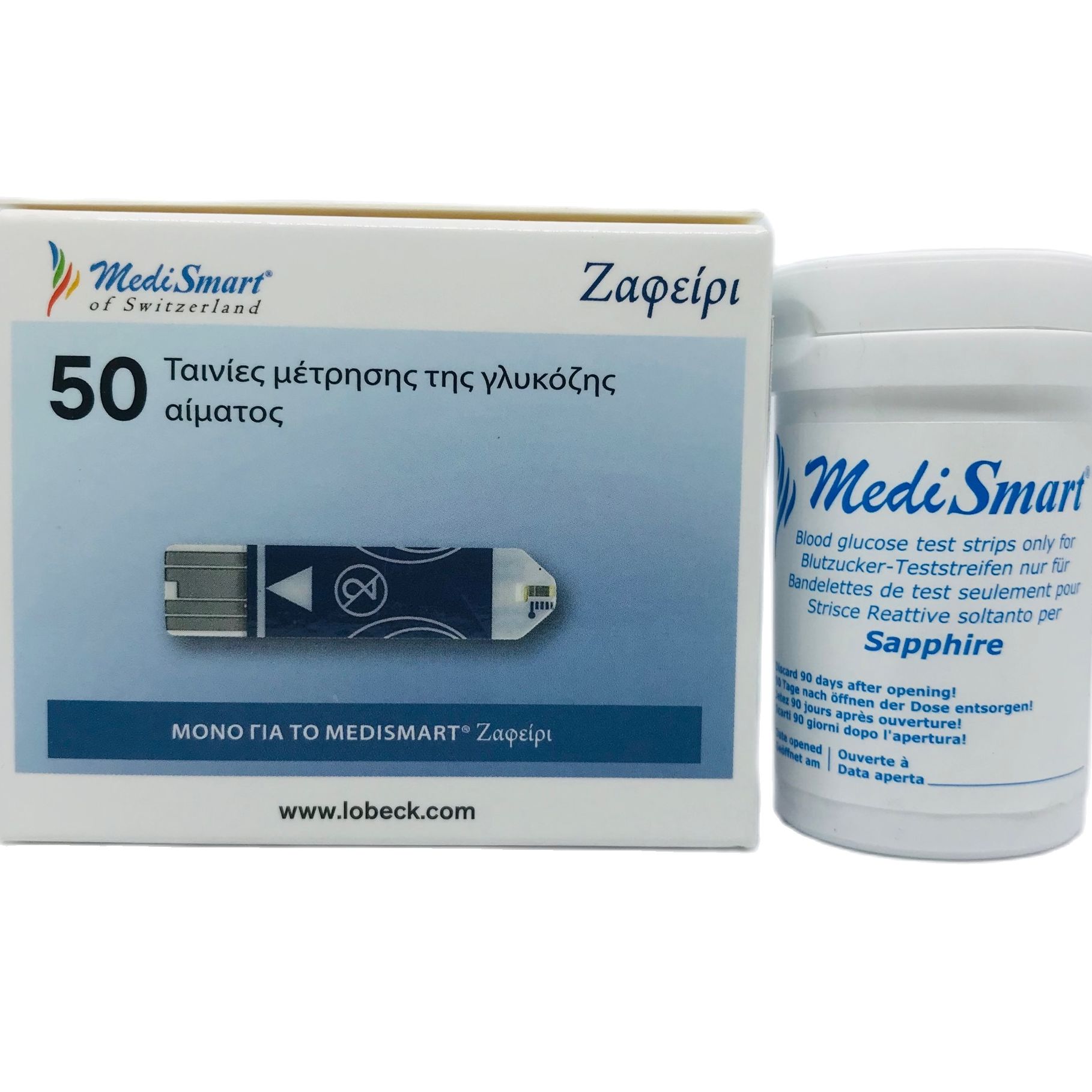 Que thử đường huyết MediSmart Sapphire 50 que