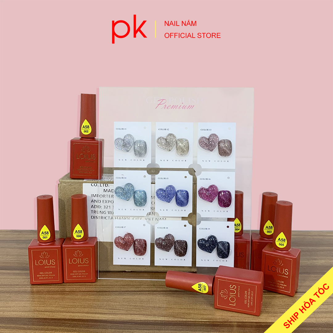 Set sơn gel mắt mèo kim cương flash siêu sáng Vendeeni 9 màu mã A58 tặng kèm bảng màu