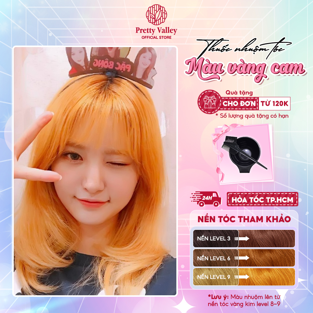 Thuốc nhuộm tóc, thuốc nhuộm màu VÀNG CAM Molokai siêu dưỡng - Pretty Valley Hair