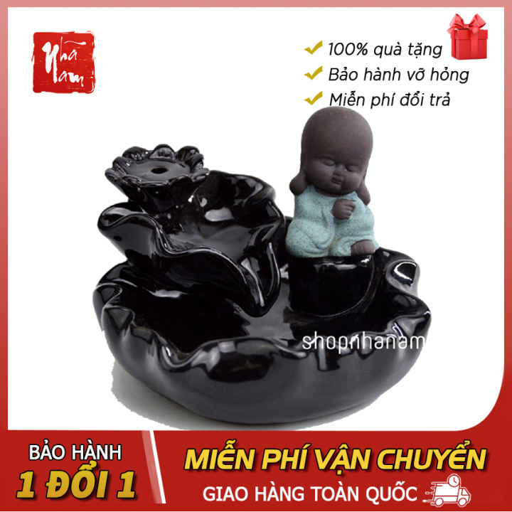 Thác khói trầm hương Sư tiểu tọa hồ sen, Tặng 1 nụ trầm hương - Phong Thủy Nhã Nam