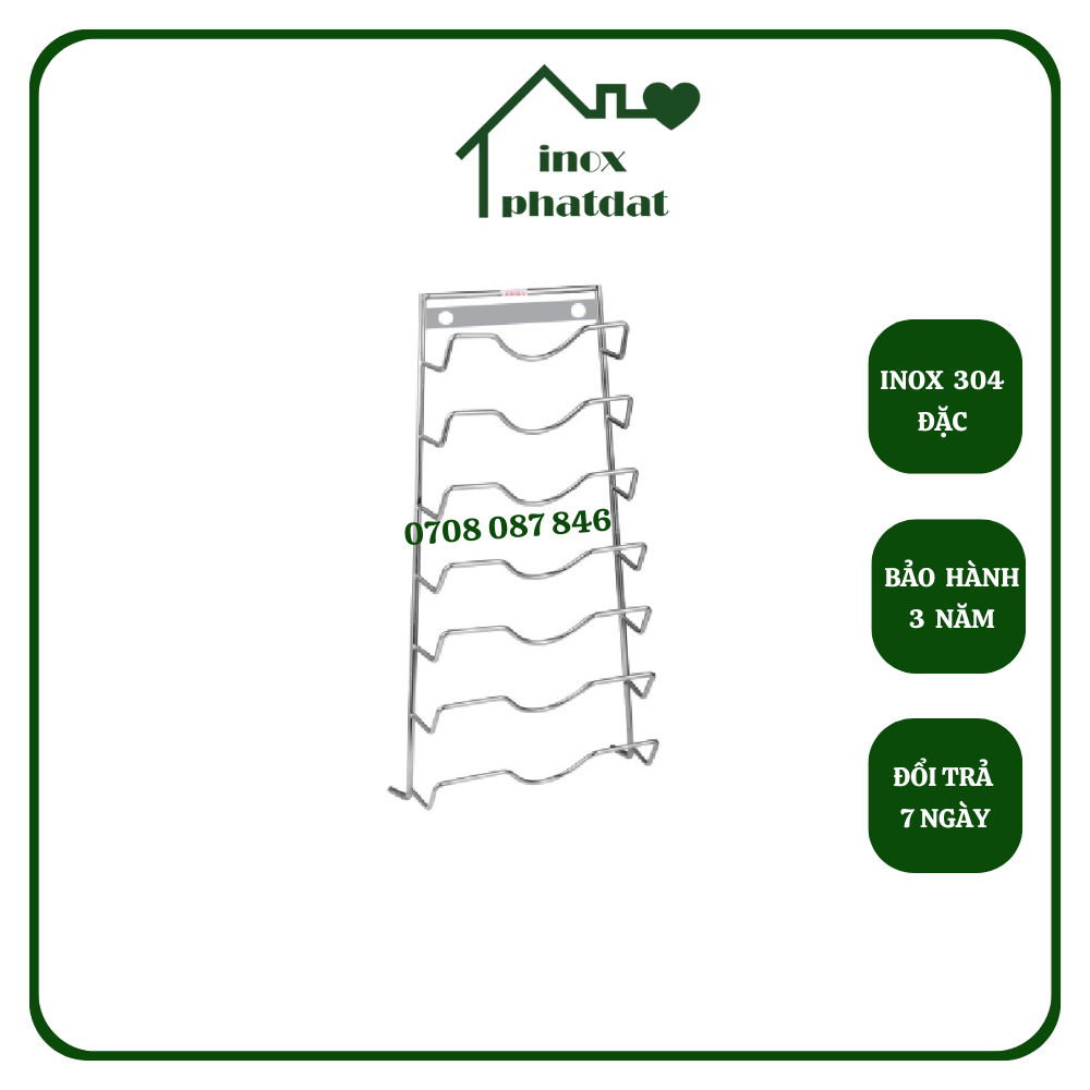 Giá treo nắp vung PHÁT ĐẠT Inox 304 treo tường, giá để nắp nồi, kệ để nắp vung máng nắp nồi (SP109)