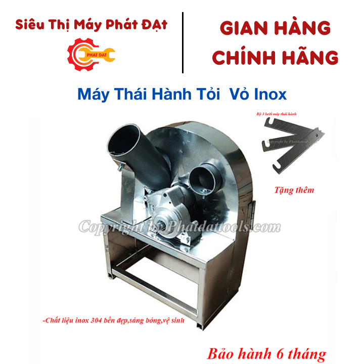 Máy thái hành,tỏi quay tay vỏ inox-Bền hơn,vệ sinh hơn-Tặng thêm 1 bộ lưỡi thái hành