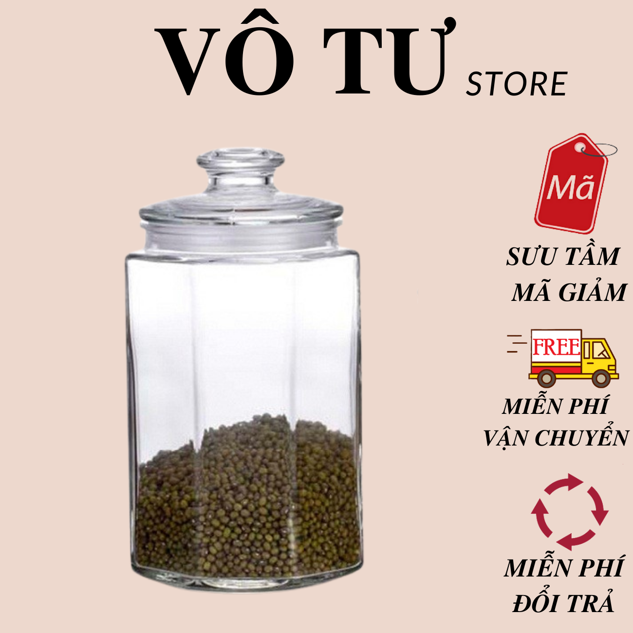 HỦ THỦY TINH NẮP BẰNG 1500 ML GIA VỊ  HẠT DƯA  DỰNG THỰC PHẨM RON CAO SU ĐẬY KÍN DỂ VỆ SINH