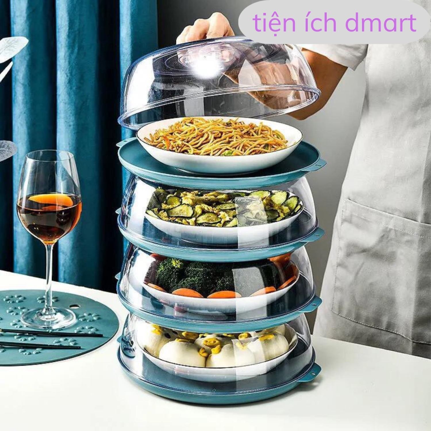 Lồng bàn 5 tầng nhựa takashi, lồng bàn gấp gọn có thể xếp tầng nhựa cao cấp takashi 1133