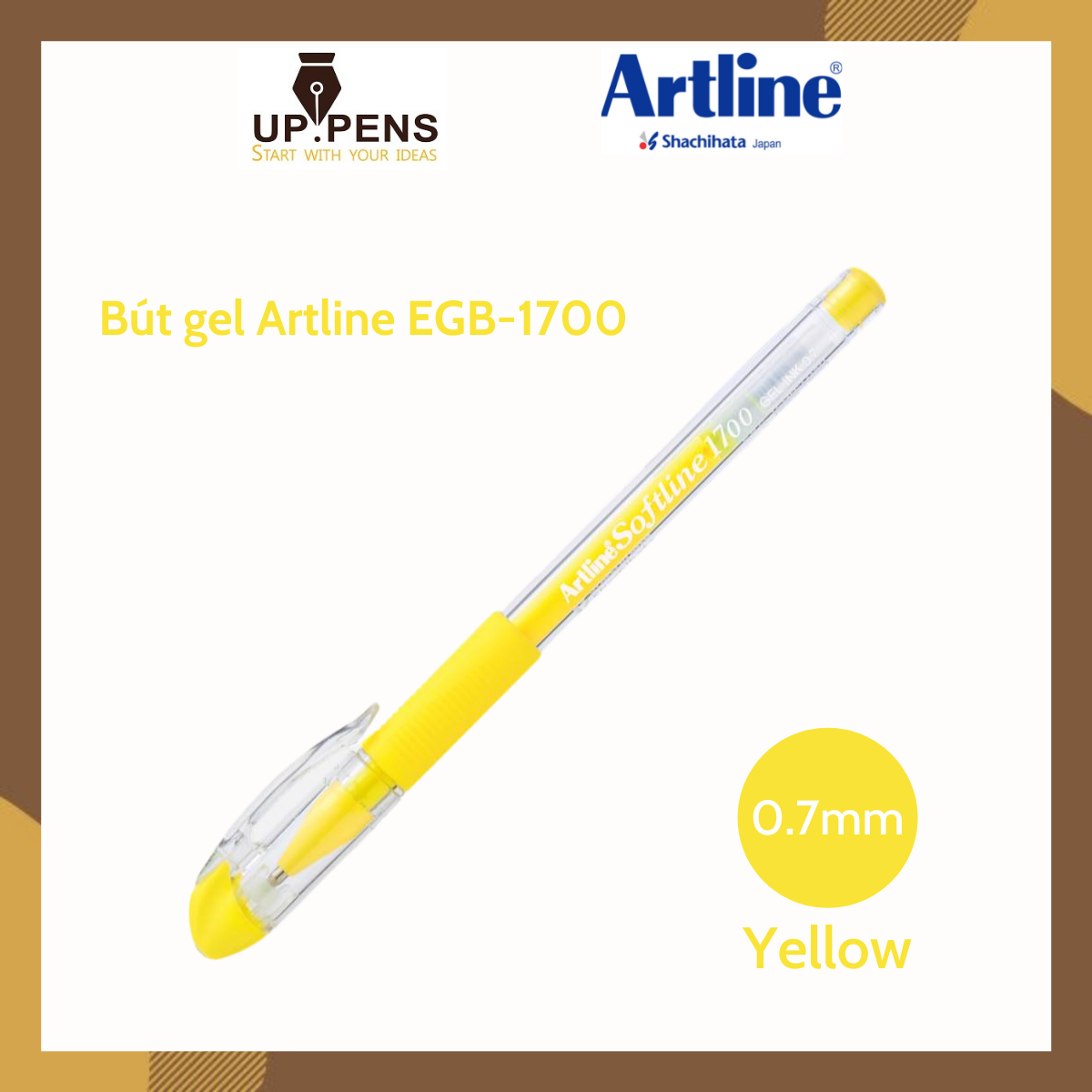 Bút gel artline egb-1700 – metal tip 0.7mm – màu vàng