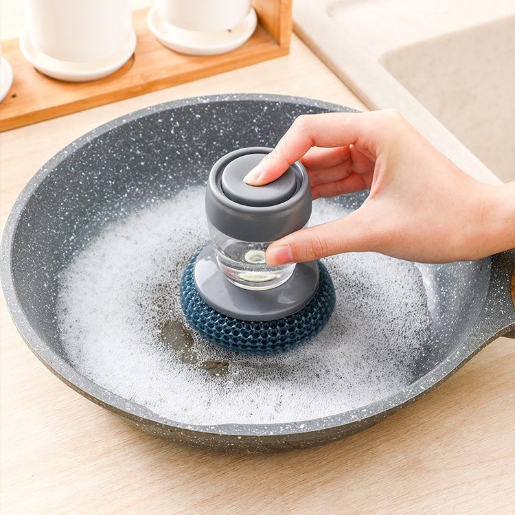 Bàn Chải Cọ Xoong Nồi, Cọ Bếp, Cọ Rửa Bát Đĩa Có Bình Đựng Xà Phòng - Dụng Cụ Cọ Xoong Nồi Nhà Bếp Thông Minh