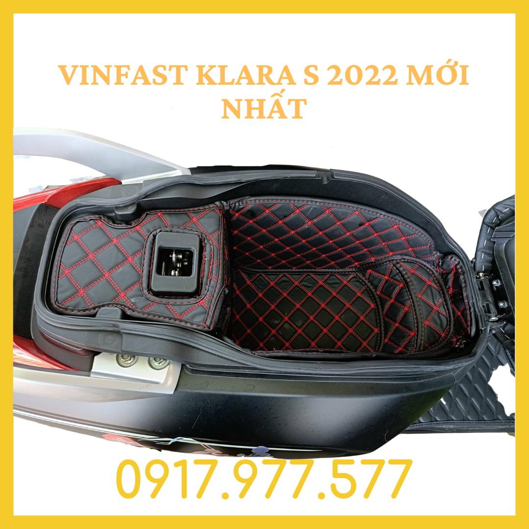 Lót cốp da chống sốc, cách nhiệt dùng cho xe máy điện Vinfast Klara S, CÓ TÚi da đựng giấy tờ tiện dụng, BH 2 năm.