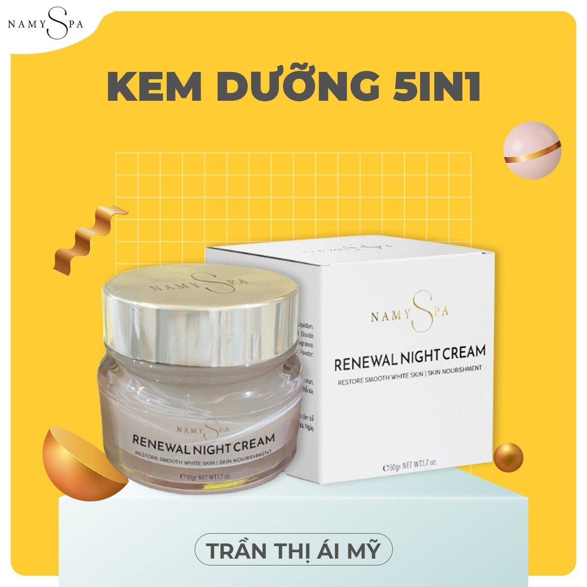 Kem giảm Nám (Face 5in1) : mờ nám, tàn nhan, mờ vết da sậm màu, trắng da, ngừa lão hóa NamySpa 10g