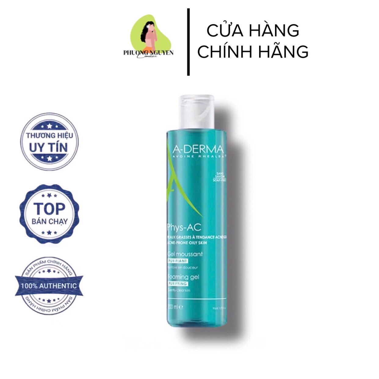 Sữa rửa mặt A-Derma Gel Moussant Purifiant Phys-Ac