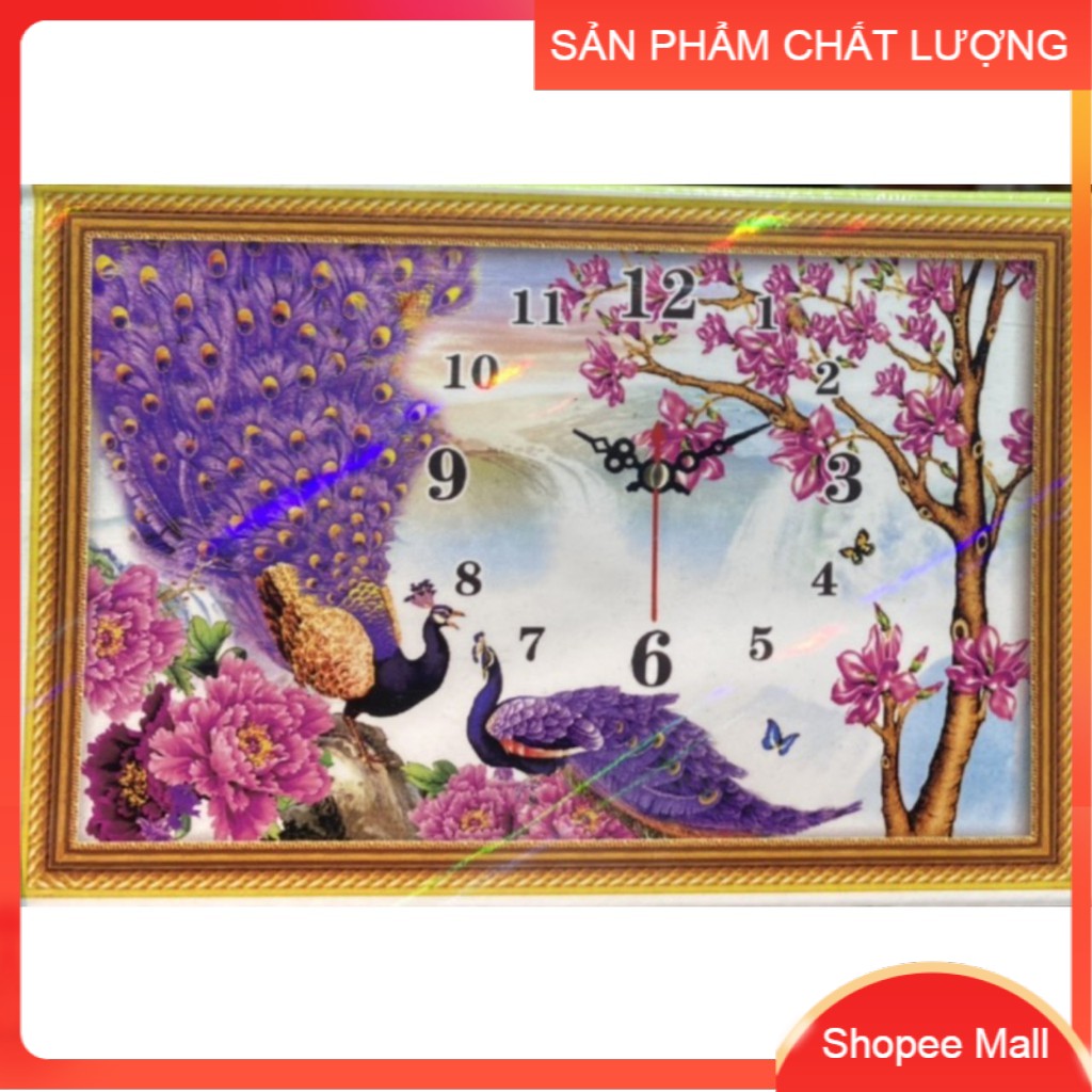 [HCM]Tranh đính đá đồng hồ Công Tím DD9349 kích thước 75*50cm [Hàng có sẵn]