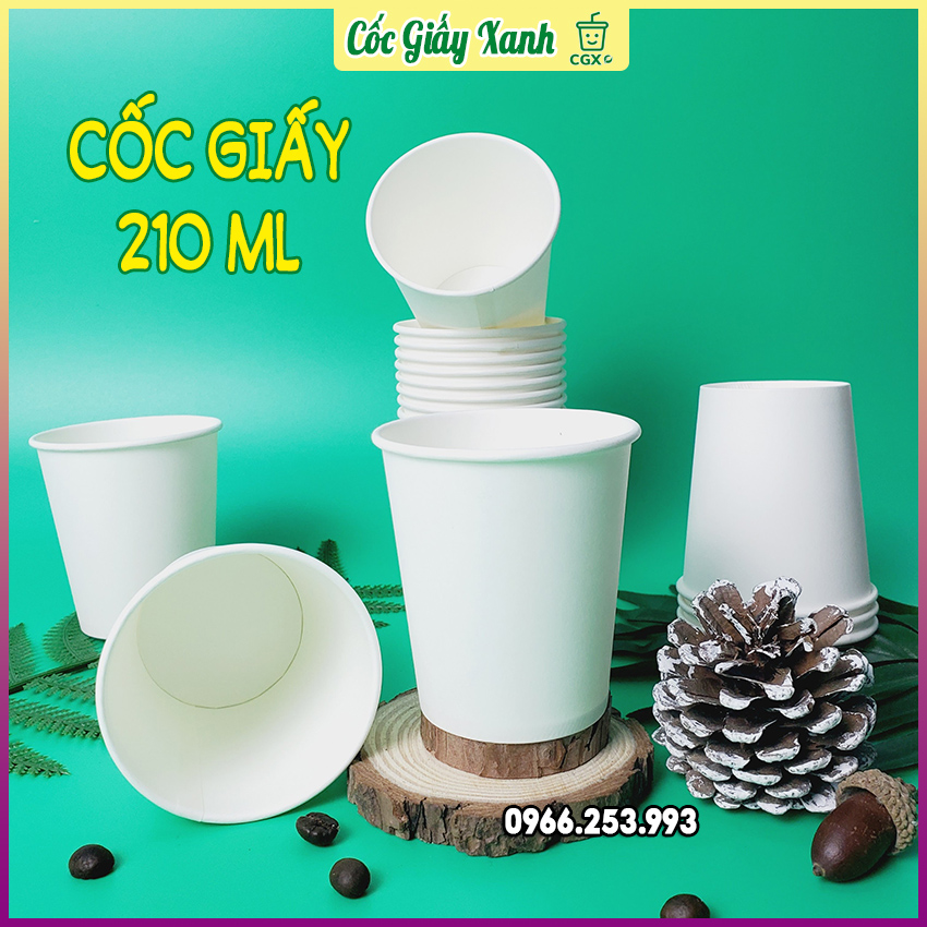 50 LY GIẤY XANH 210ml Size Nhỏ Dùng 1 Lần Uống Nước Cứng Cáp, Kín Kẽ