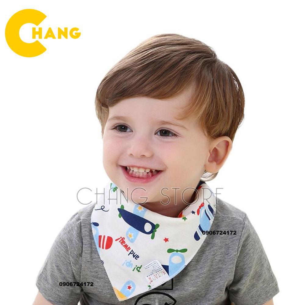 Combo 5 khăn tam giác, khăn quàng cổ, khăn yếm vải xô có cúc bấm