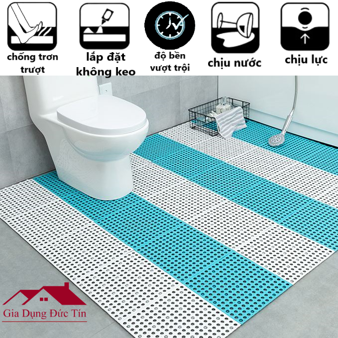 Miếng thảm nhựa Chống Trơn Trượt Nhà Tắm Nhà Vệ Sinh, Bếp( 30x30cm một tấm). Thảm trải sàn nhựa lỗ kháng khuẩn