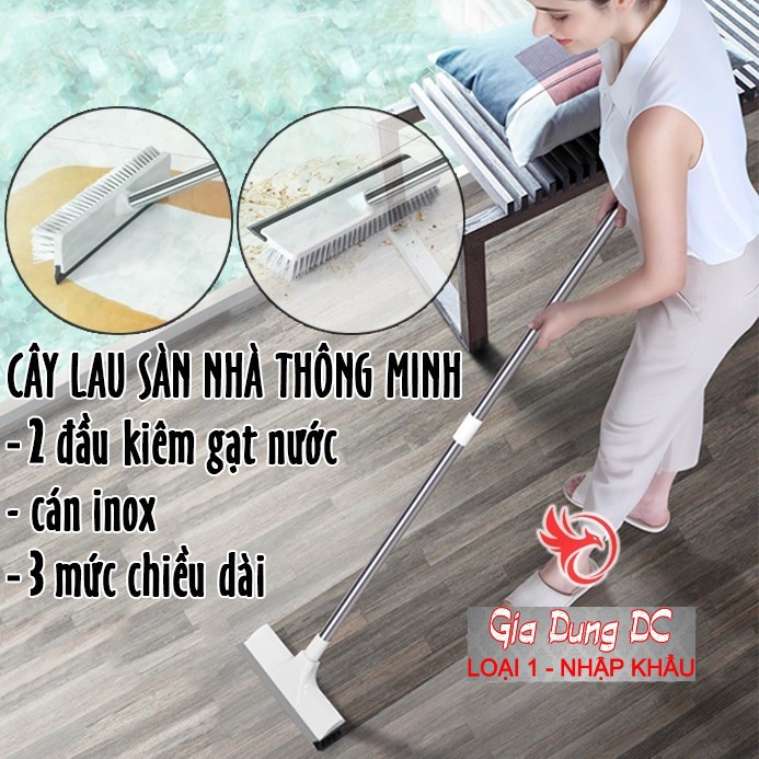 Hàng cao cấp ] chổi chà sàn - chổi cọ sàn thông minh tiện lợi-2 mặt siêu tiện dụng – chất liệu nhựa cao cấp bền đẹp , cán dài 115 cm
