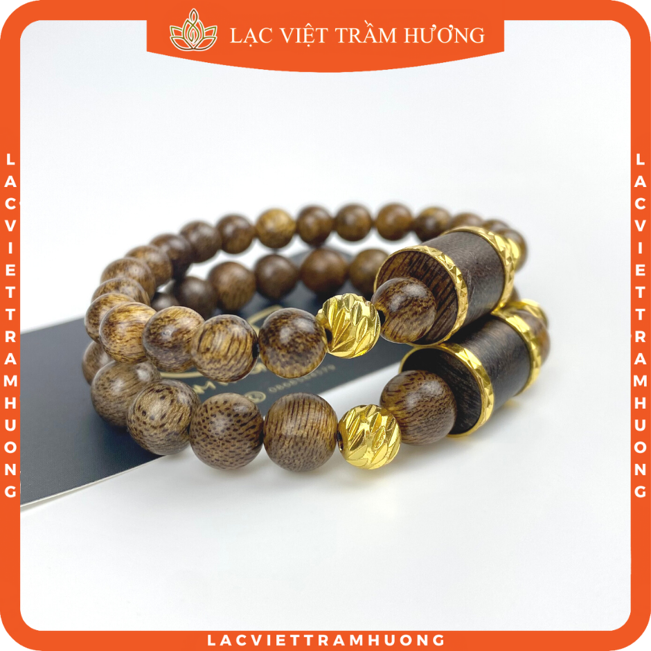 Vòng Tay Trầm Hương 6/8 mm Phối Đốt Trúc Bọc Trầm Tốc Cao Cấp - Lạc Việt Trầm Hương