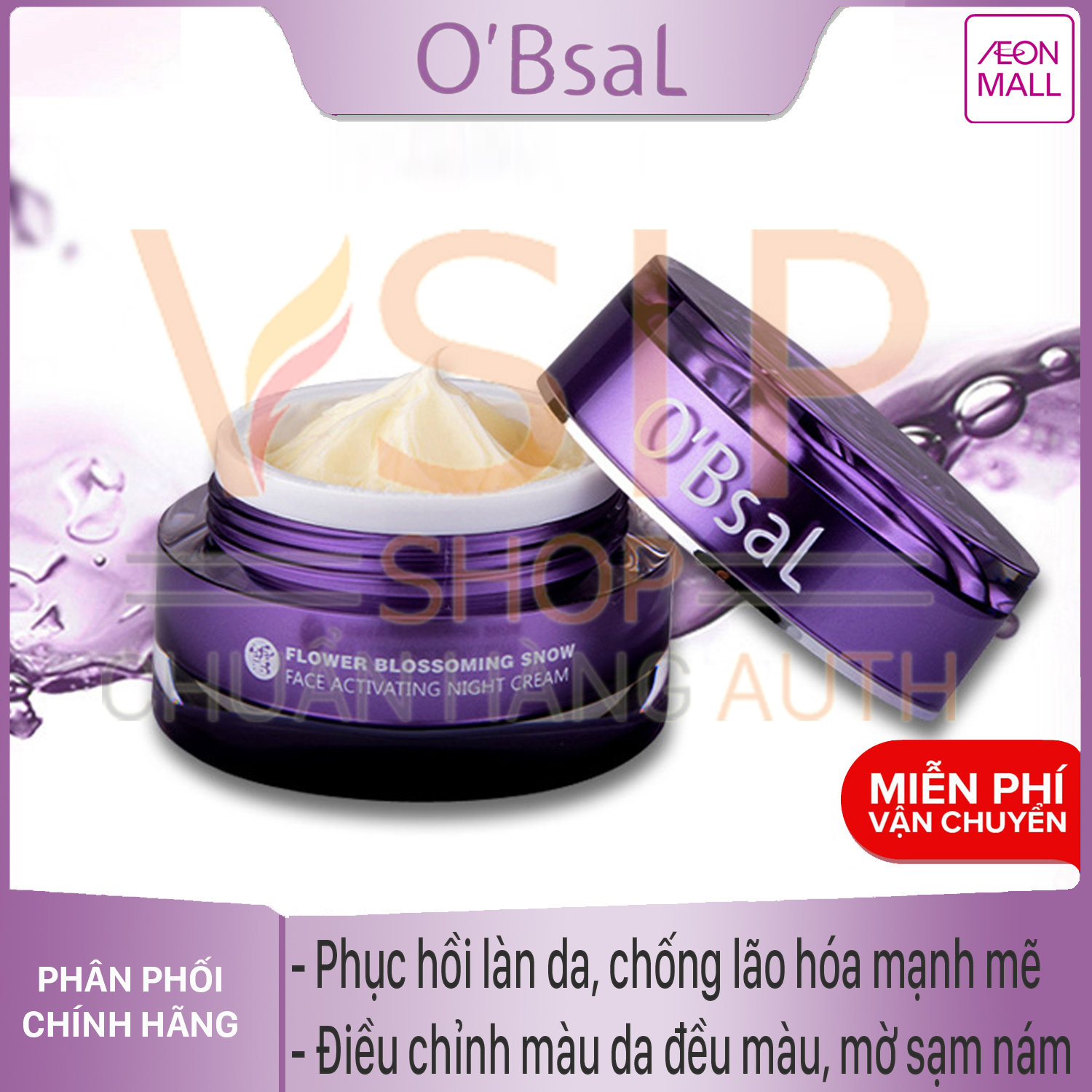 Kem dưỡng ban đêm trẻ hóa da, trắng da  OBsal Face Activating Night Cream 20ml