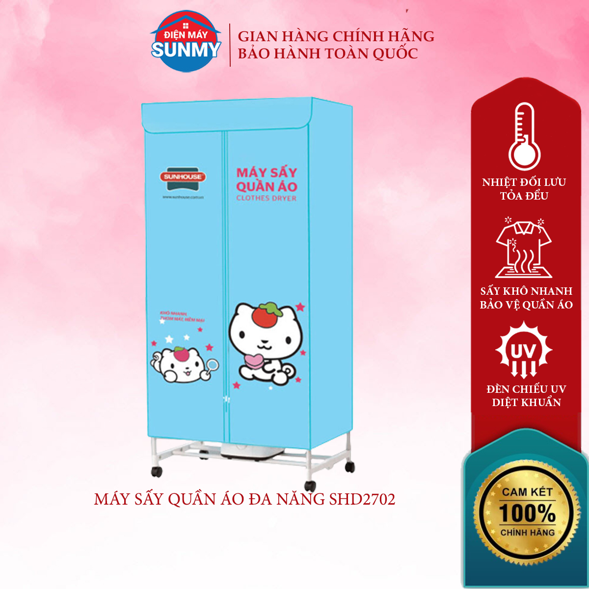 Tủ sấy quần áo Sunhouse SHD2702 đa năng , máy sấy quần áo SHD 2702 sấy khô tĩnh học bảo vệ quần áo - hàng chính hãng - Điện máy Sunmy