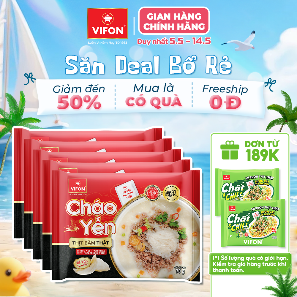 [VOUCHER HOT 15%] Set 5/ Set 10 Gói Cháo Yến Thịt Bằm/ Thịt Gà 70gr - Có Gói Thịt Thật, Đầy Đủ Dinh Dưỡng