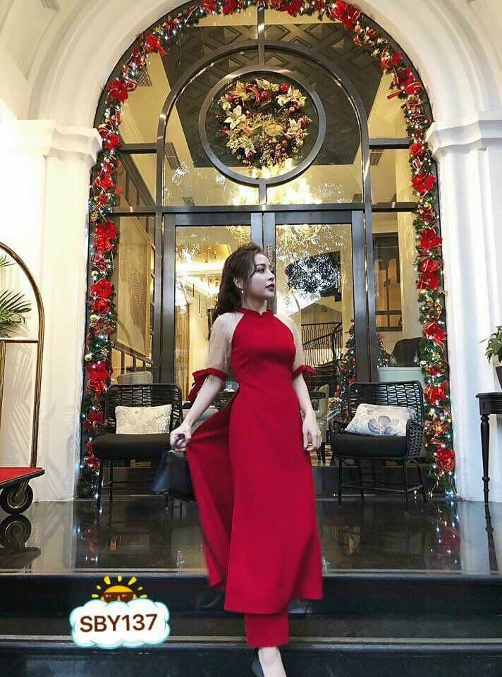 Áo Dài Cách Tân Mẹ và Bé Gái Tay Đính Cườm ( không kèm mấn đội đầu)bé size từ 10-25kg và mẹ dưới 55kg chất liệu umi co giãn lên dáng siêu xinh