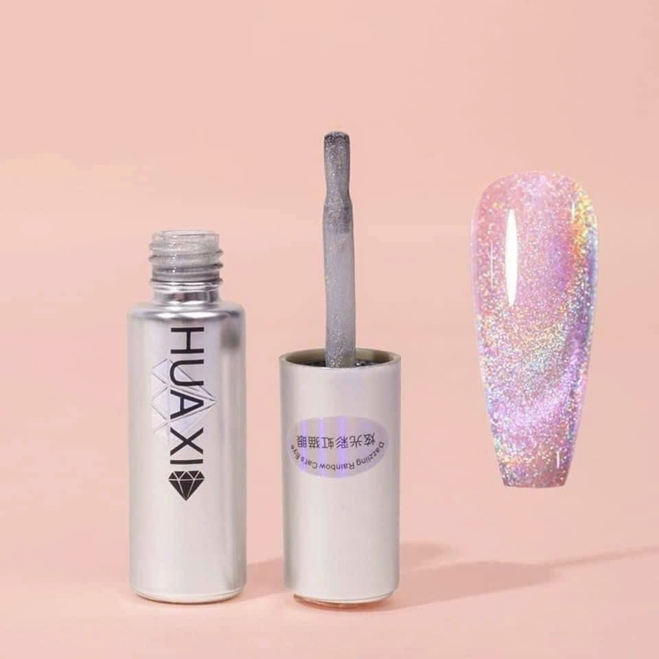 Mắt mèo kim cương cầu vồng, mắt ,mắt mèo kim cương bạc siêu sáng - mini nails
