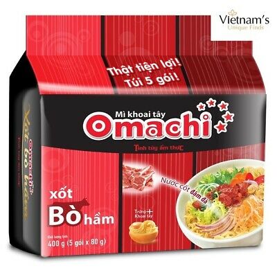 Omachi bịch 5 gói mì tôm xốt bò hầm - sườn hầm 80g | mì tôm | ômachi