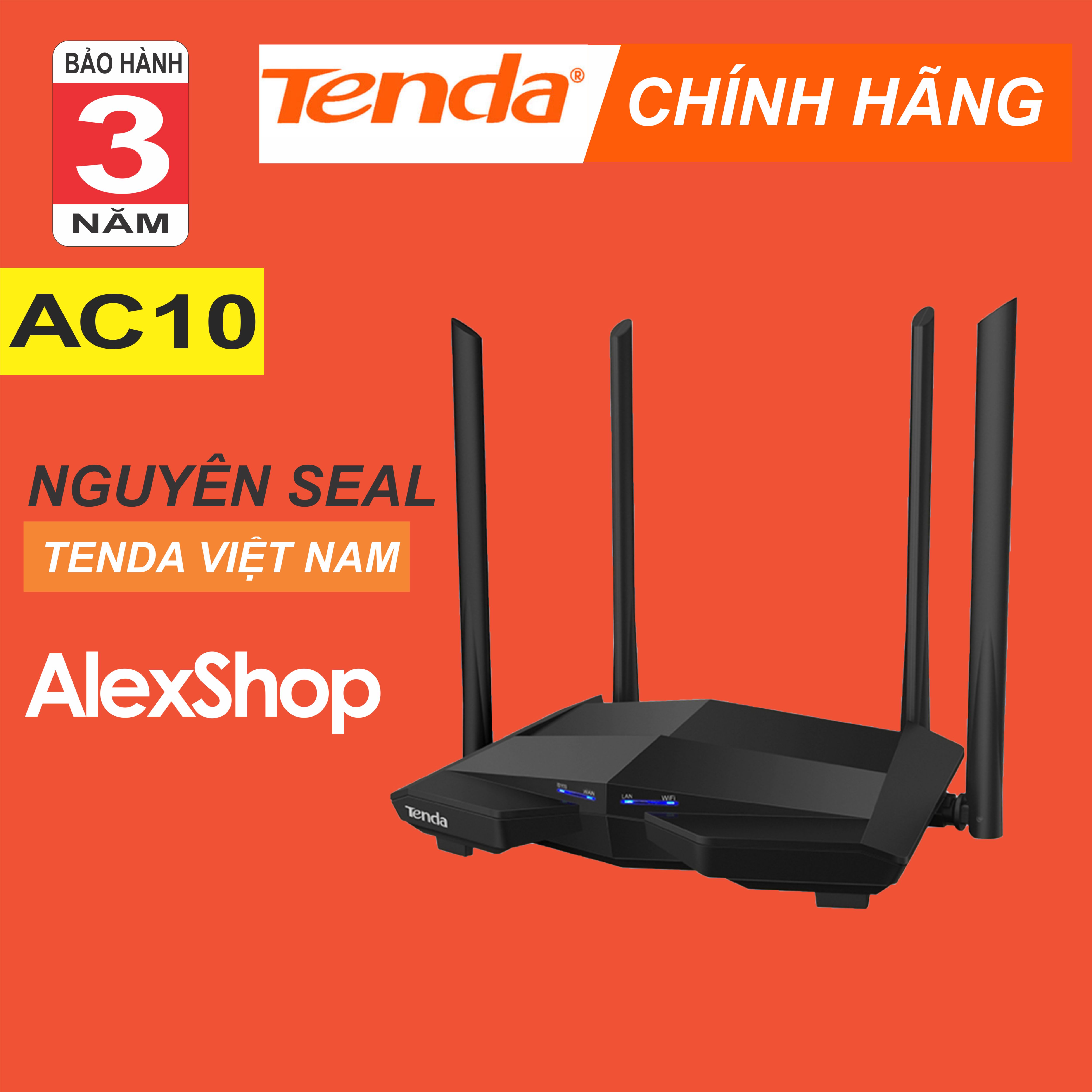 [Chính Hãng BH 3 Năm] Tenda AC10 Thiết Bị Phát Wifi AC1200M Công Gigabit Băng Tần Kép 2.4G và 5G