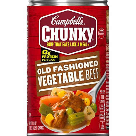 Campbell's Chunky Soup, Old Fashioned Vegetable Beef Soup, 18.8 Ounce, 533g nhập khẩu Mỹ